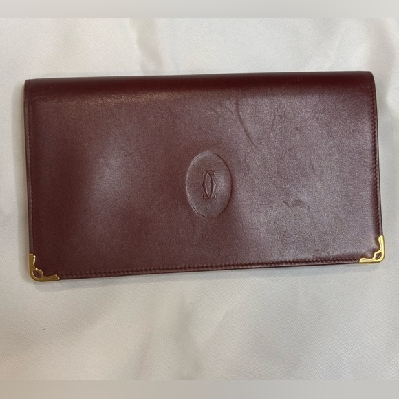Vintage Must de Cartier Bordeaux Leather Long Wallet - Picture 1 of 13